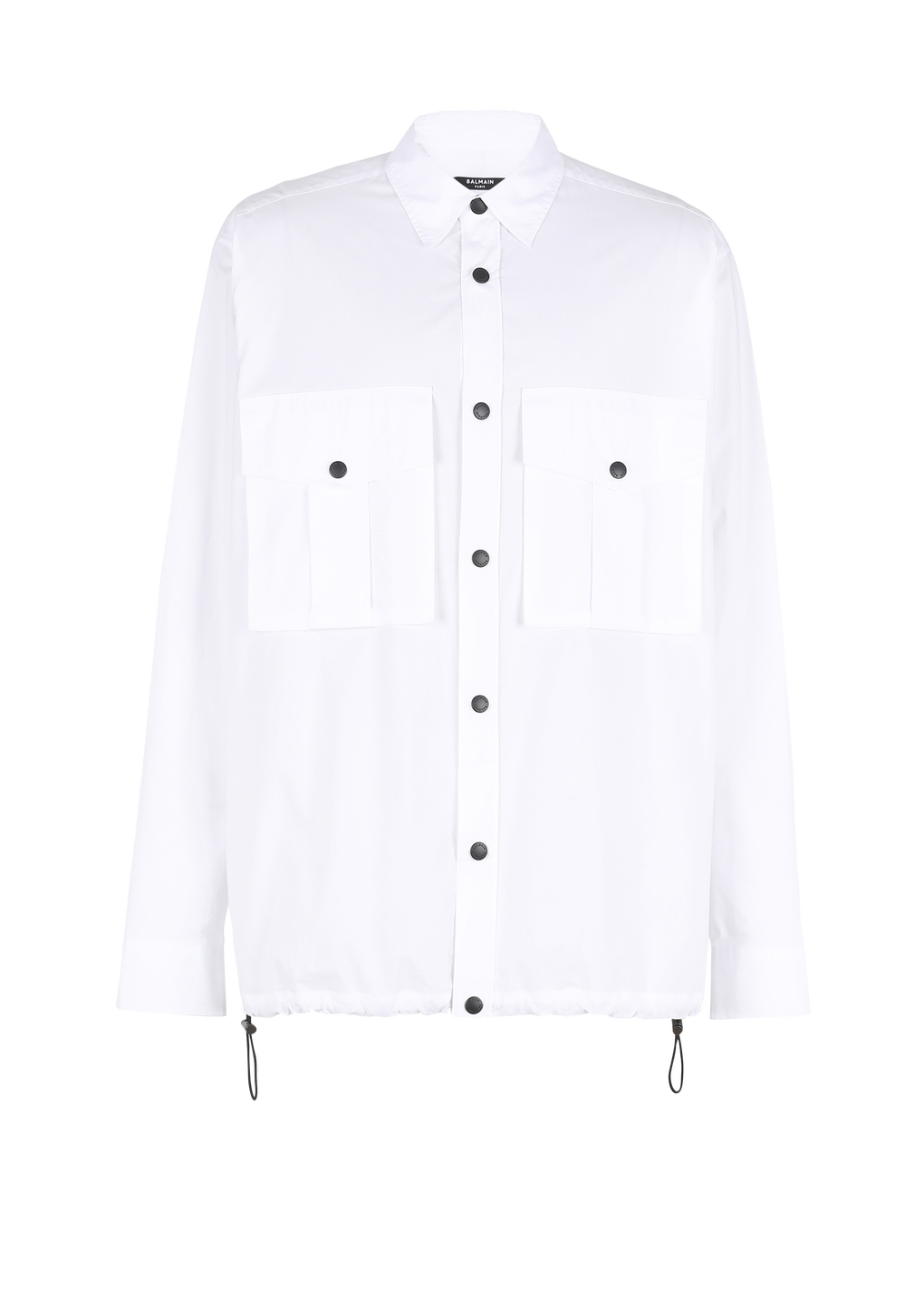 Nylon shirt with Balmain monogram, white, hi-res
