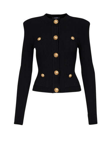 Cropped knit cardigan with gold-tone buttons