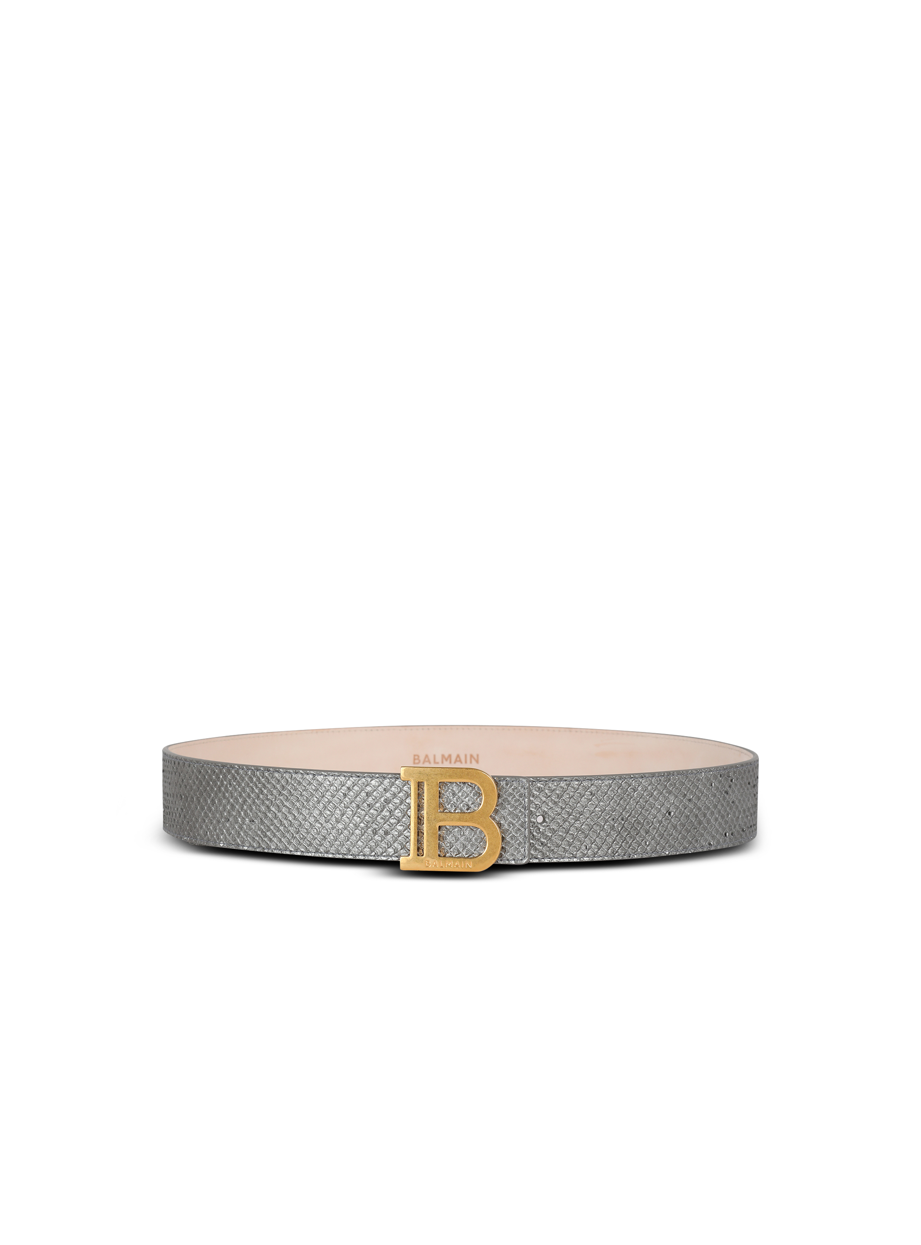 B-Belt in python-effect leather, silver