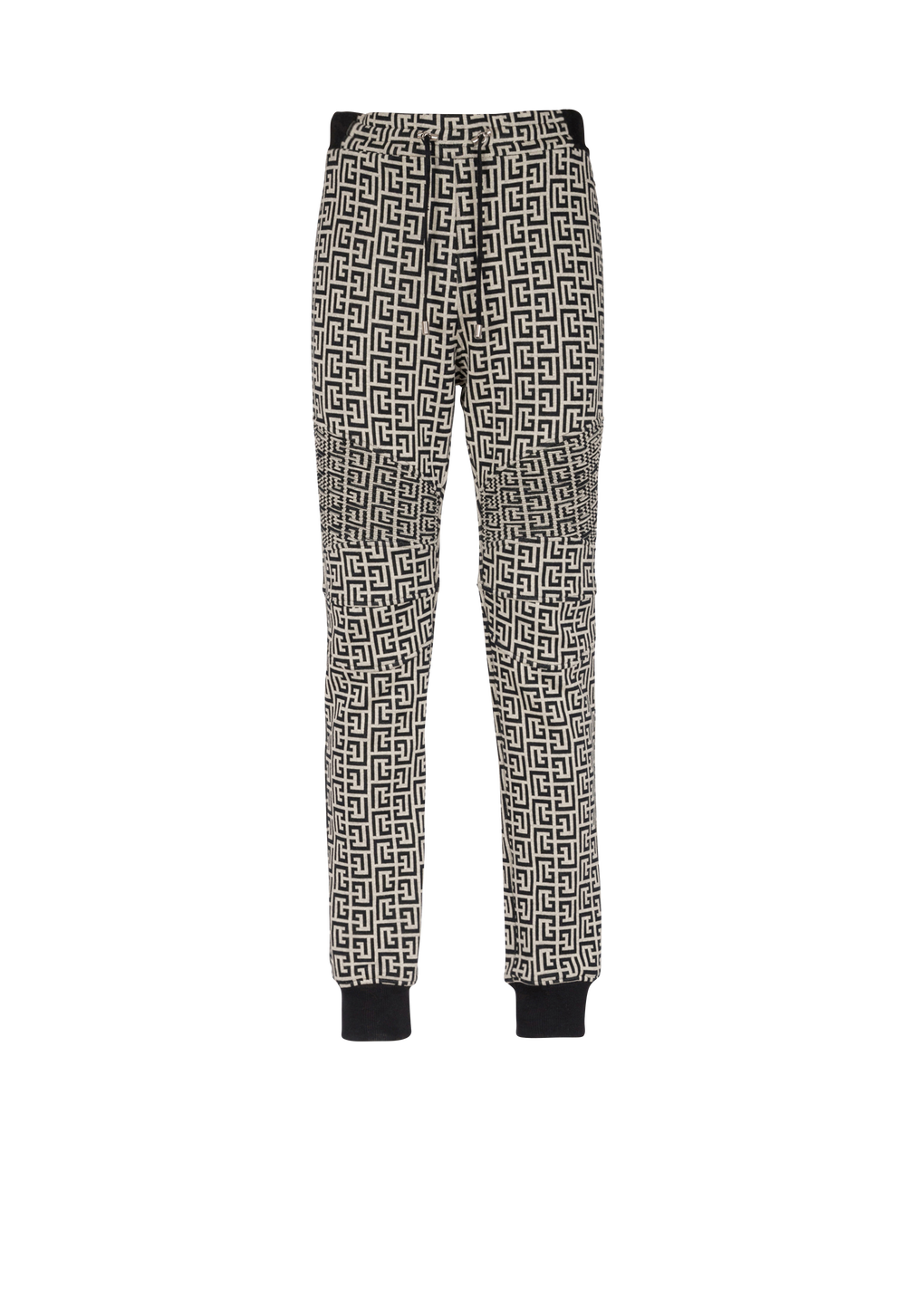 Cotton sweatpants with Balmain monogram print, black, hi-res