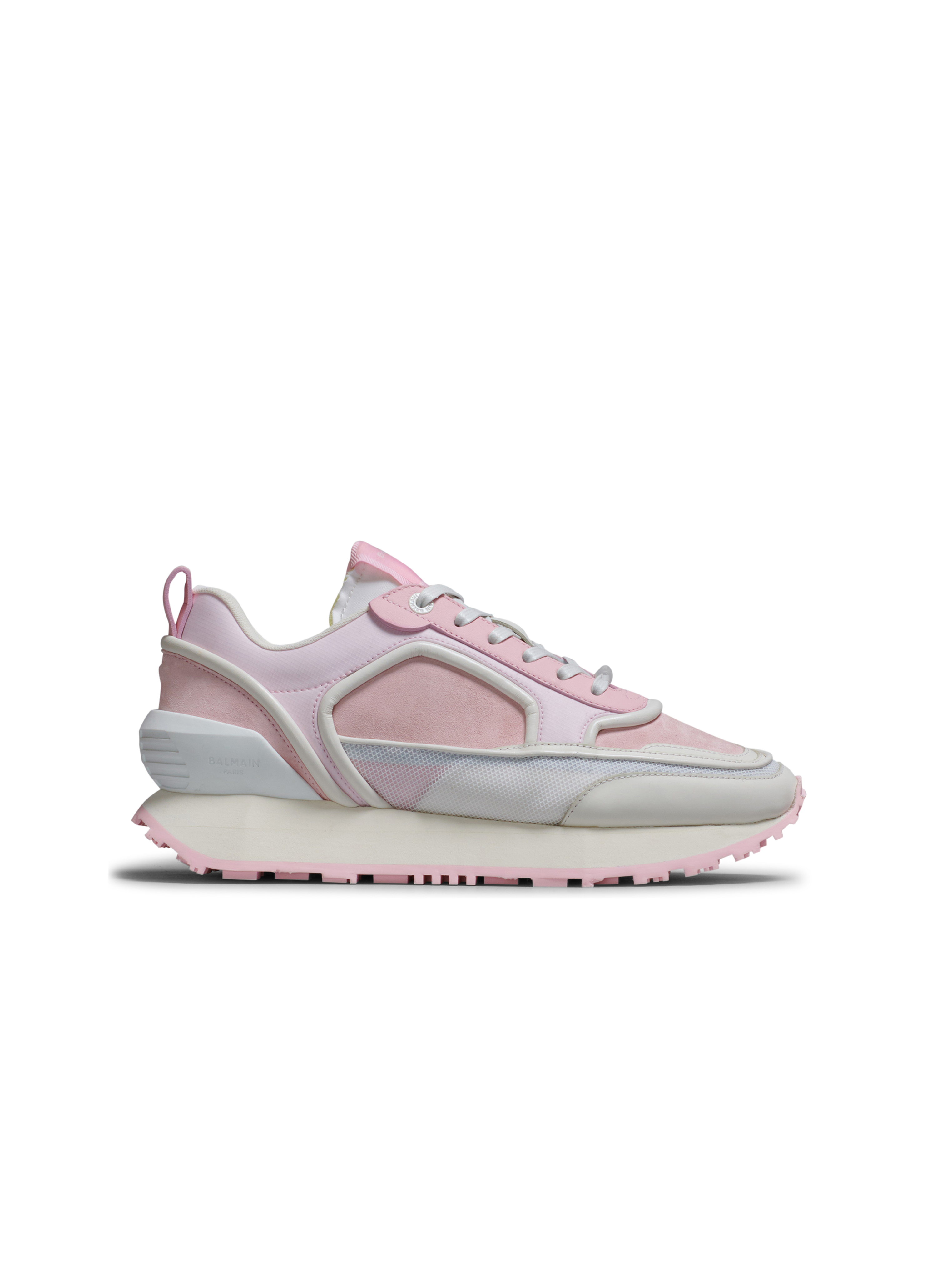 Suede, nylon and mesh low-top Racer sneakers, pink